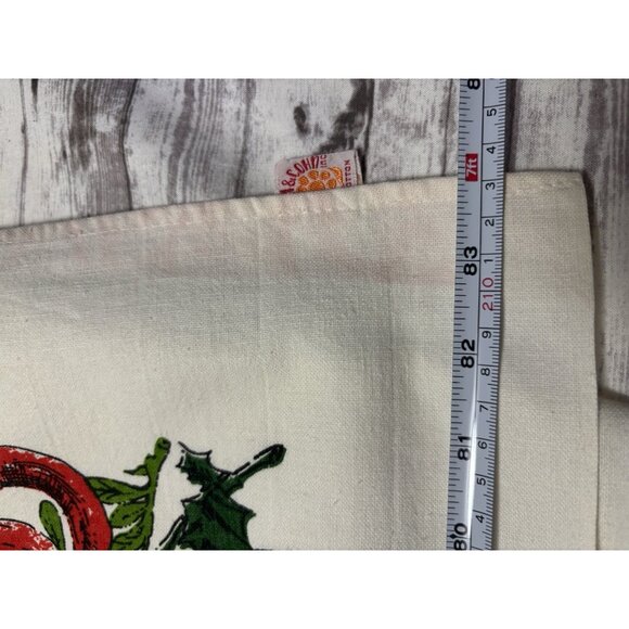 Vintage Christmas Printed Tablecloth Red Bows Ribbons Polka Dots 1950s Red Green - Picture 13 of 16